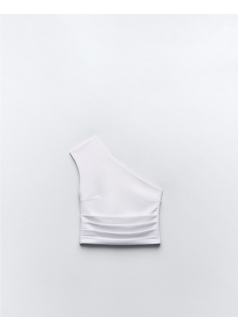 Zara One-Shoulder Ruched Crop Tank - White